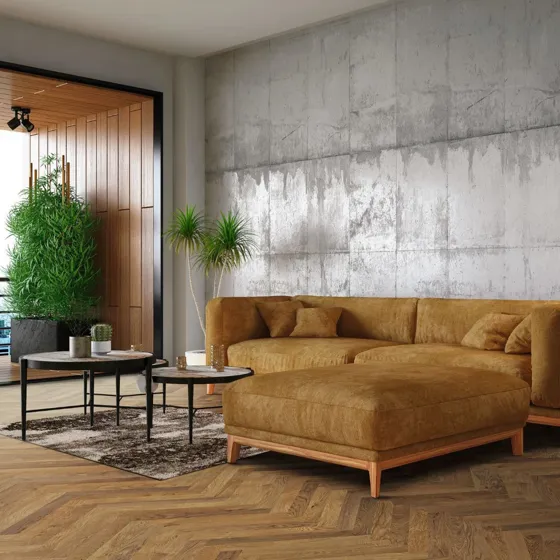 Brushed Cognac Oak 14mm x 90mm Herringbone