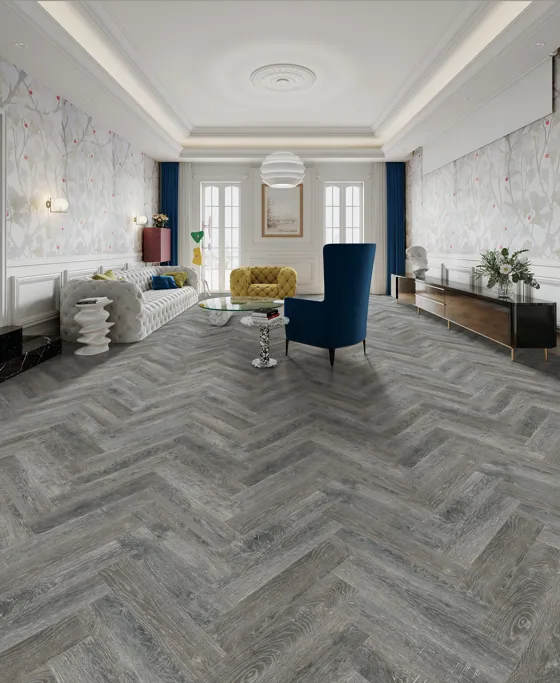 Dark Distressed PREMIUM Herringbone 6.0 SPC Vinyl Click