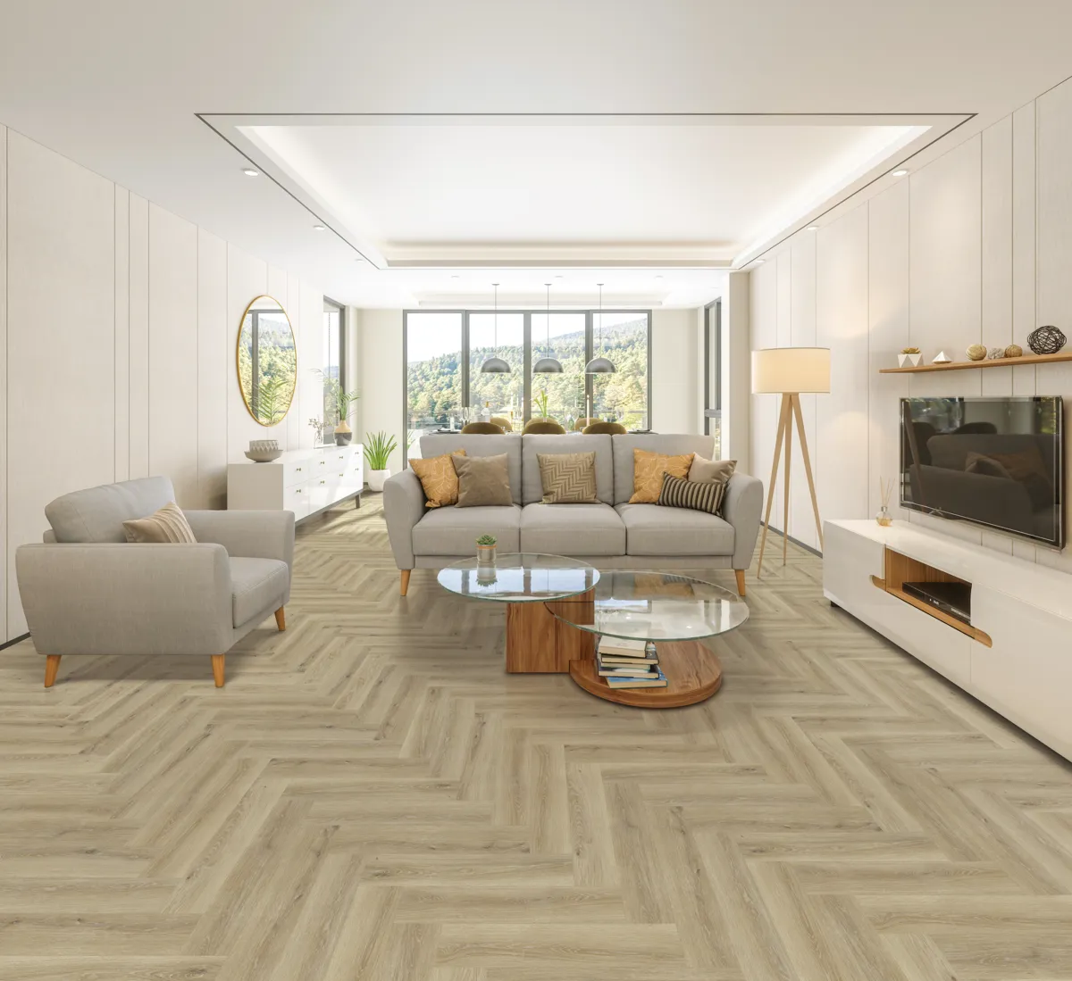 Warm Oak Natural PREMIUM Herringbone 6.0 SPC Vinyl Click