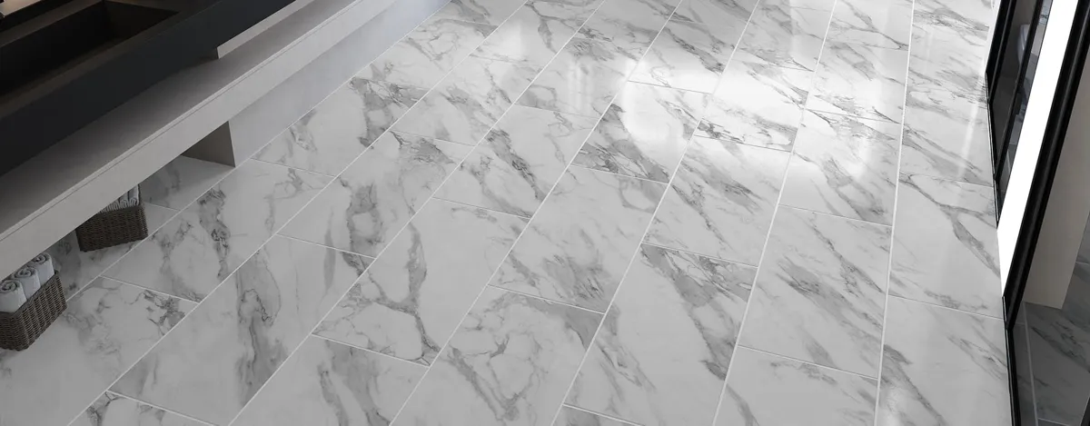 Pre Grouted White Marble SPC Click Tile