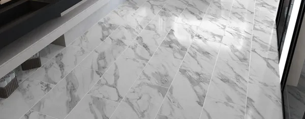 Pre Grouted White Marble SPC Click Tile