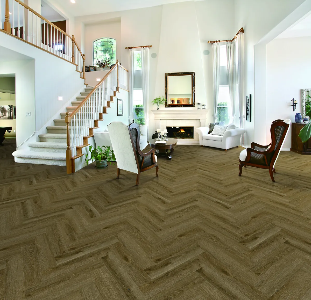 Dark Chestnut PREMIUM Herringbone 6.0 SPC Vinyl Click