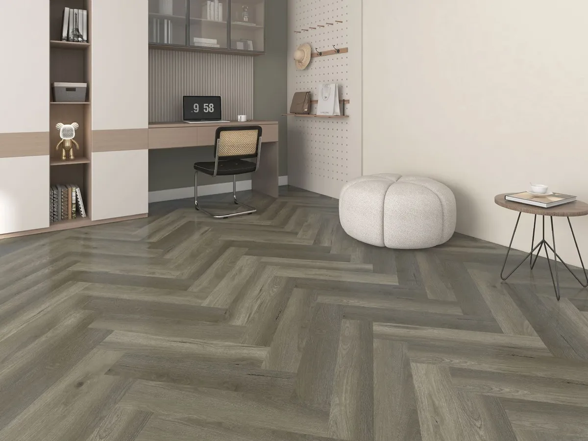 Bordeaux Grey Herringbone Premium 8mm SPC Click