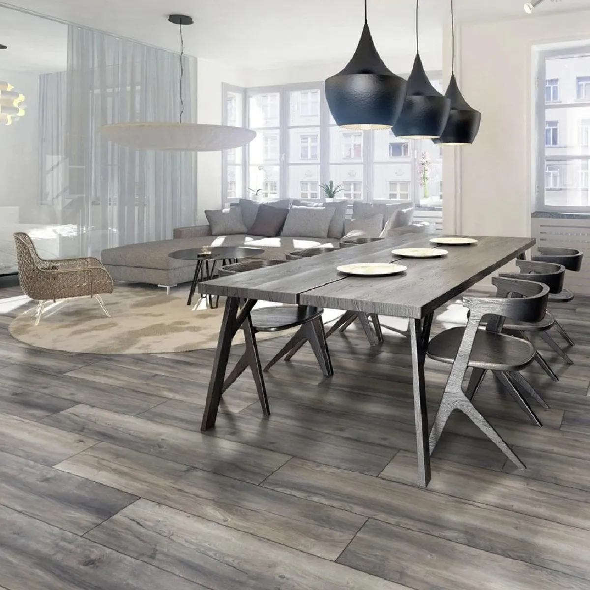 Distressed Grey Oak 12mm Laminate Flooring