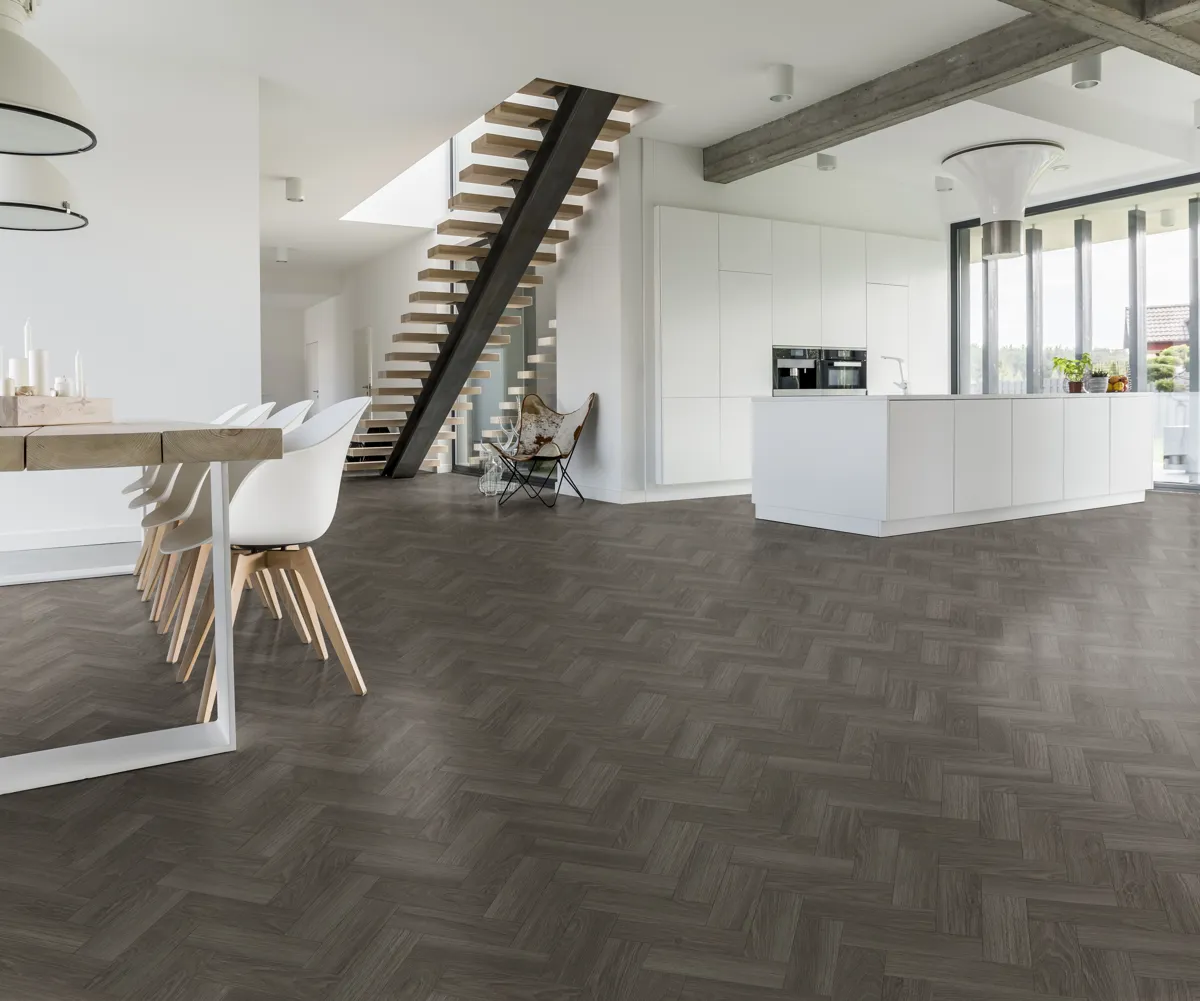 Shadow Grey Oak Herringbone Dryback LVT