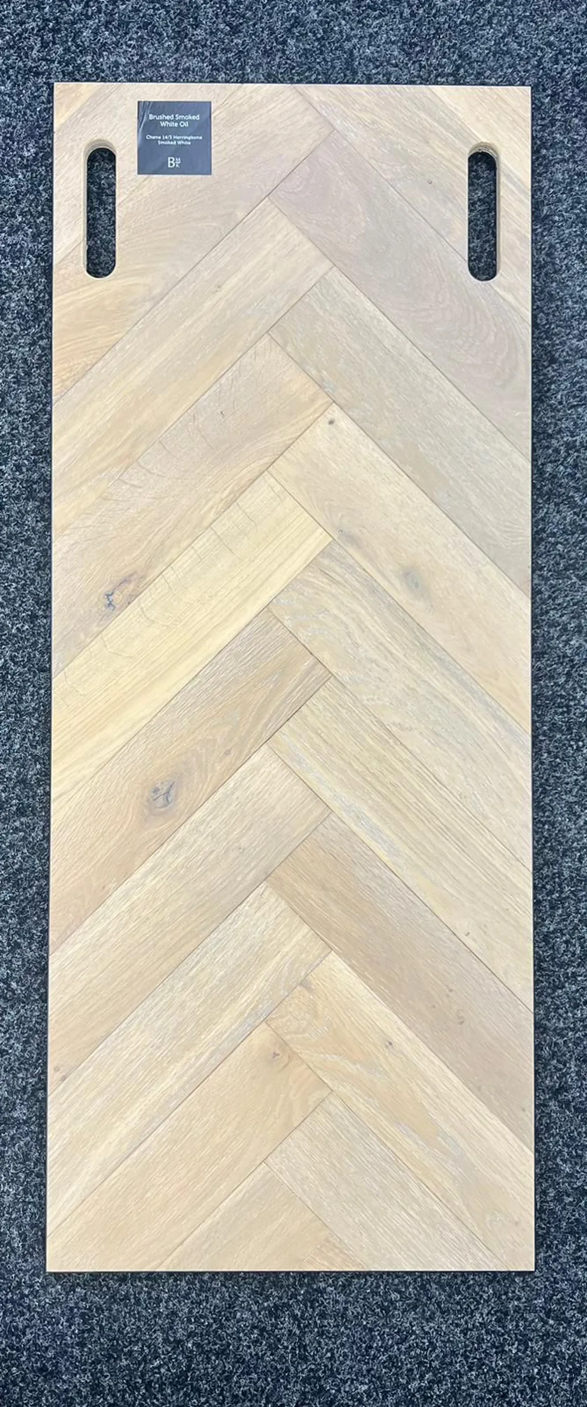 Brushed Smoked White Oiled Oak 14mm x 90mm Herringbone