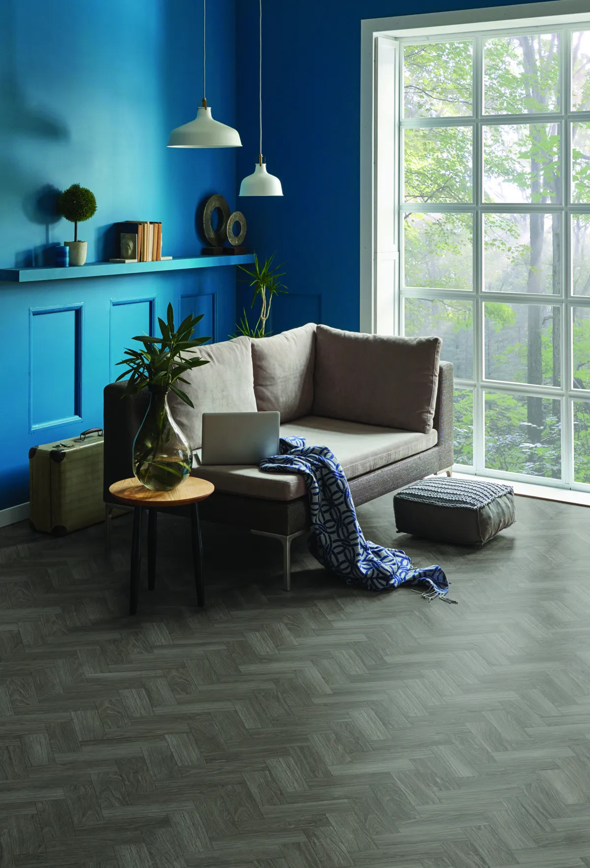 Shadow Grey Oak Herringbone Dryback LVT