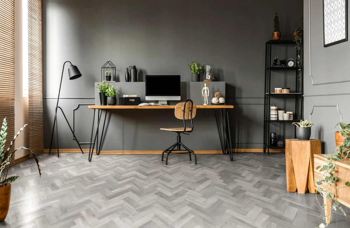 Monumental Grey Oak Herringbone Dryback LVT